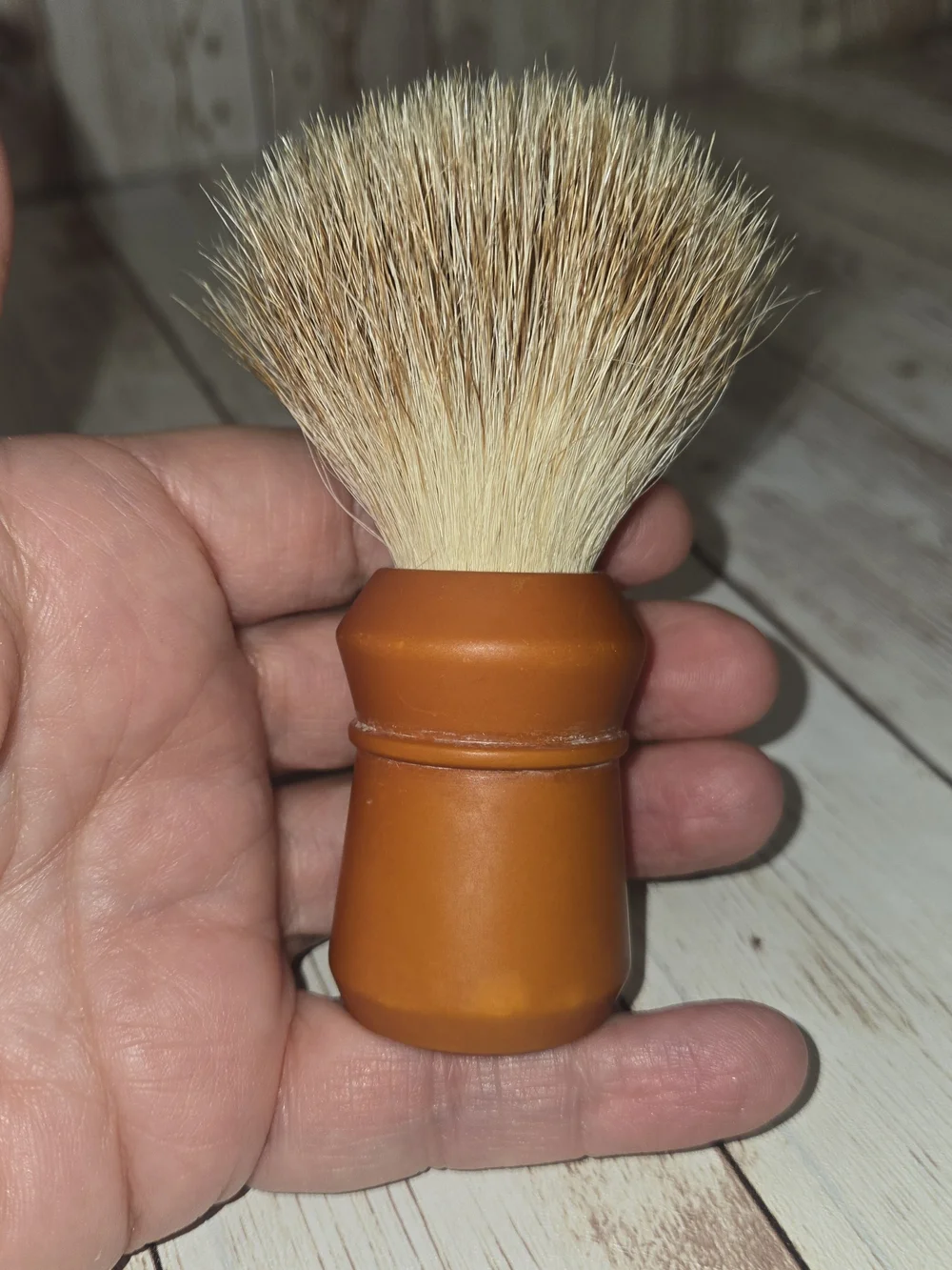 Vintage Made Rite USA Pure Badger Shaving Brush 500PB Butterscotch Handle
